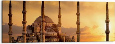 Produktbild von Bild auf Leinwand - Leinwandbild - Sonnenuntergang istanbul türkei reise - 150x50cm - Wand Bild - Wanddeko - Leinwanddruck - Bilder - Kunstdruck - Leinwand bilder - Wandkunst - CA150x50-2846