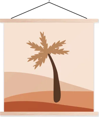 Produktbild von MuchoWow® Textilposter Sommer - Palme - Abstrakt 60x60 cm mit holzfarbenen Rahmen - Wanddekoration