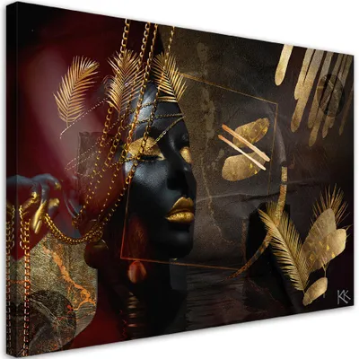 Produktbild von Leinwandbild Afrikanerin Gold Abstraktion 100x70 Feeby Gold bild für die wand bereit zum aufhängen