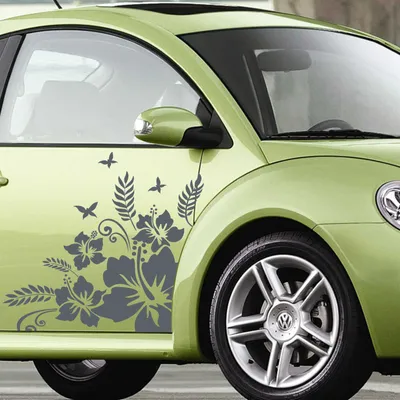 Produktbild von Aufkleber - Autoaufkleber-Set "Hibiskus Ranke" 2 Stk. je 60cm x 60cm anthrazit - Tuning Carystyling Heckscheibe Auto