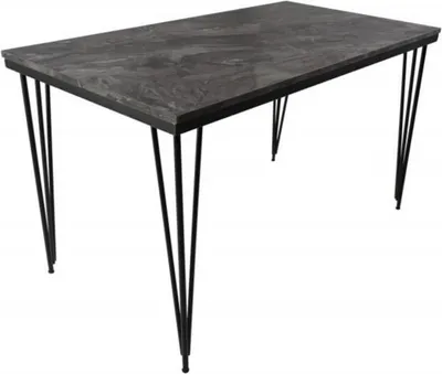 Image de Table de salle à manger Table de cuisine à rallonges Pieds en métal Aspect marbre