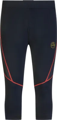Dunkelblaue 3/4-Laufhose für Herren mit roten und gelben Akzenten von La Sportiva.