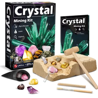 Image de Kit de fouilles de minéraux comprenant 5 spécimens géologiques – pierres précieuses – kit d'expérimentation archéologique – jouet pour enfants – activité éducative – activité familiale