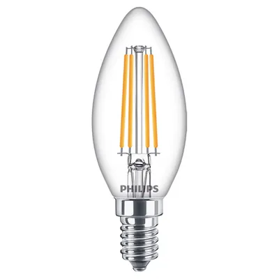 Zdjęcie produktu dla Philips Świeczka żarnikowa przezroczysta 60 W B35 E14, 6,5 W, 60 W, E14, 806 lm, 15000 h, Ciepłe białe