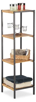 Bambus-Standregal, 4 Ablagen, 104x30x30 cm, natur
