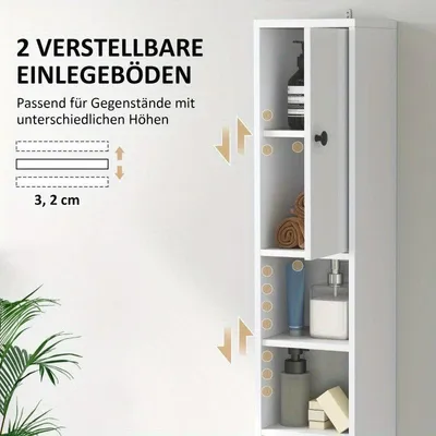 Image de Armoire de salle de bain – Armoire étroite pour salle de bain, meuble de rangement, meuble de salle de bain, étagères réglables, 20x20x178 cm