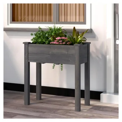 Produktbild von Pflanzkübel Blumenkasten Hochbeet für Garten Terrasse mit Einsatz Grau 71x37x76 cm aus Tannenholz