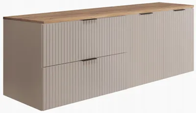 Immagine prodotto di Rodan Mobile Sottolavabo 140cm - Sospeso - Scanalato Cashmere - Top Rovere - FLOW