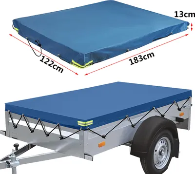 Zdjęcie produktu dla Plandeka na przyczepę Płaska plandeka, 183x122x13cm Plandeka na przyczepę Wzmocniony materiał 420D Oxford Wodoodporna Wiatroszczelna Odporna na rozdarcia Plandeka na przyczepę, niebieska