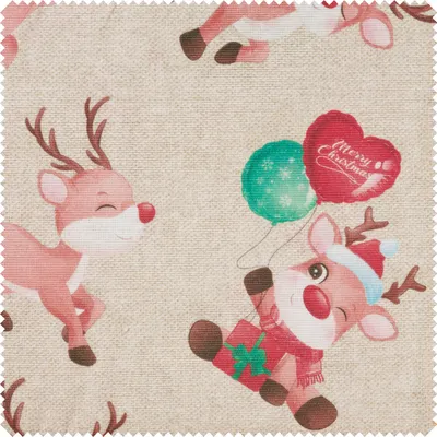 Produktbild von Motiv-Stoff Leinenoptik "Reindeer Rudolph", 140 cm breit, Meterware