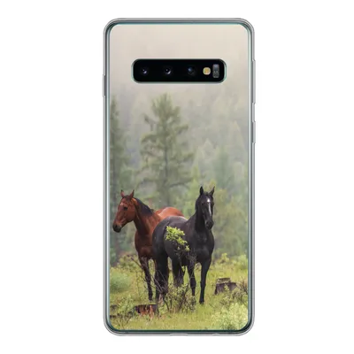 Produktbild von MuchoWow® Handyhülle Schutzhülle Hülle für Samsung Galaxy S10 Pferde - Wald - Nebel Silikon Softcase Handy Hülle - Handytasche
