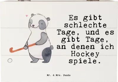 Produktbild von Mr. & Mrs. Panda Box Panda Hockey spielen 22 x 15 cm - Weiß - Geschenk, Geschenkbox, Verein, Kiste mit Deckel, Hockeyschläger, Feldhockey, Schatzkiste, Erinnerungsbox