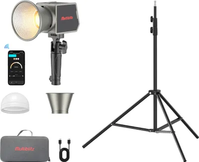 Produktbild von Multiblitz Set aus MB-PL LED 100B Fotolicht mit FT-8051 Lampenstativ