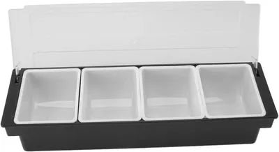 Produktbild von Zutatenbehälter mit Deckel, 4 Fächer Abnehmbare Obstdose, Transparenter Gewürzspender Snackteller Lebensmittel Organizer Gewürzlagerbehälter Obst Gewürze für Süßigkeiten Keksen Dessert Gemüse Nüsse