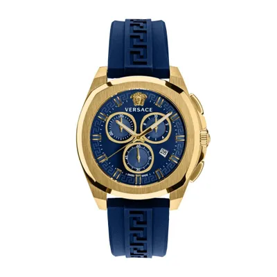 Produktbild von Versace VE7CA0323 New Chrono Geo gold blau Kautschuk Herren Uhr NEU