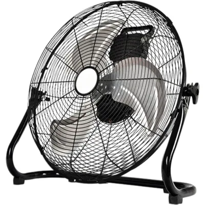 Produktbild von Industrie Bodenventilator 25cm Windmaschine Metall Schwarz 3 Stufen 130° verstellbar Kleiner Tischventilator für Wohnzimmer Garage Werkstatt