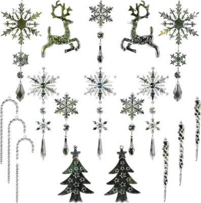 Produktbild von Weihnachtsdekorationen Acryl Schneeflocken Kristallanhänger 18 Stück