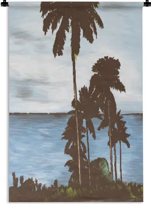 Produktbild von MuchoWow® Wandteppich Wandbehang Palme - Meer - Himmel 90x135 cm Tapisserie Dekoration Wandtuch - Baumwolle - Wandskulptur
