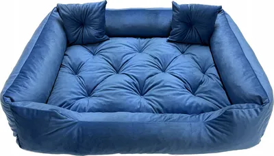 Zdjęcie produktu dla Legowisko Dla Psa Kanapa Posłanie Welurowe 120X90 Cm Pikowane Prestiżowe Niebieskie