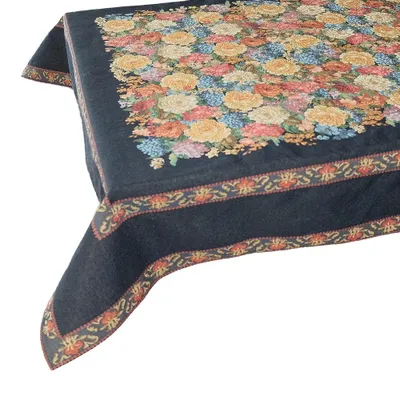 Produktbild von Tischdecke Gobelin Blüten Bordüre gewebt schwarz 130x170 cm