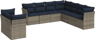 Produktbild von vidaXL 9-tlg. Garten-Sofagarnitur mit Kissen Grau Poly Rattan