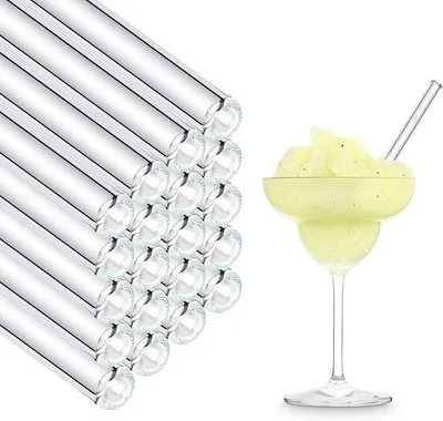 Productafbeelding van Famanu glazen rietjes, 50 stuks - 15 cm - voor horeca en thuisgebruik - vaatwasmachinebestendig