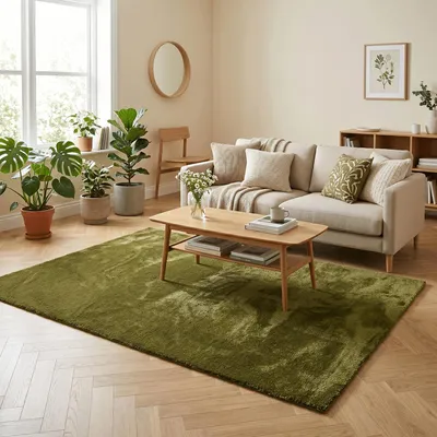 Produktbild von Super Soft Hochflorteppich Livorno Tannengrün, Größe:300x300 cm