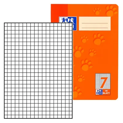 A notebook cover and a grid paper sheet.