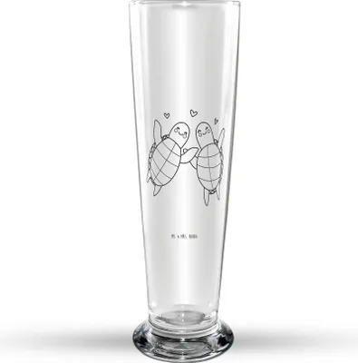 Produktbild von Mr. & Mrs. Panda Bierglas Schildkröten Paar - Transparent - Geschenk, für Partner, Weißbierglas, Valentinstag, Mitbringsel, Freundin, Frauen, Weizenbier Glas, Weizen