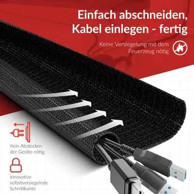Produktbild von LABEL THE CABLE PRO Cable Tube flexibler Kabelschlauch, 10mm/25m, schwarz
