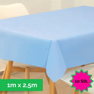 Produktbild von Sensalux Tischdecke, abwaschbar, Vorteilspack, 10 Stück, 1m x 2,5m, Hellblau