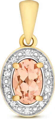 Productafbeelding van Halsketting voor dames, geelgoud 375/1000, met briljant en morganiet - 15mm * 7mm; TRS14385