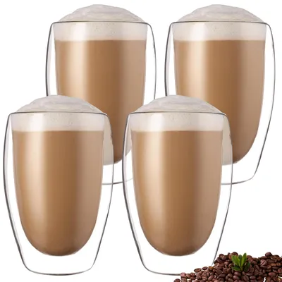 Espressogläser-Set 4er, 450 ml, doppelwandig, Borosilikatglas