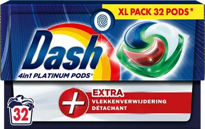 Produktbild von Dash – 4-in-1 Pods + Extra Fleckenentferner – Wäschekapseln – Intensivreinigung – 32 Wäschen - 1 Stück