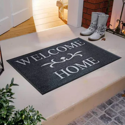 Zdjęcie produktu dla wash+dry Welcome Home anthrazit, Dekoracyjne wycieraczka, Wewnętrzna, Prostokątny, Antracyt, Obraz, 500 mm