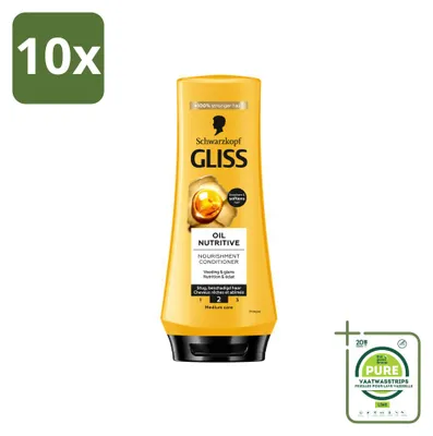Image de 10 flacons de soin réparateur à l'huile nutritive Schwarzkopf Gliss - 200 ml - Lot de 10