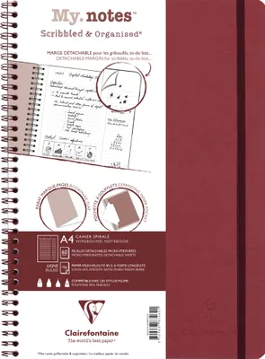 Produktbild von Clairefontaine 5x My.Notes Age Bag Spiralheft A4, 60 Blatt liniert Rot 783462C