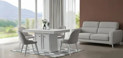 Produktbild von Modernes 5-teiliges Esszimmer-Set mit Esstisch und 4 Stühlen., KI-generiertes Bild