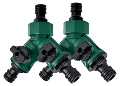 Produktbild von Gartenschlauch Wasserverteiler 2-Wege-Verteiler, 2 x 3/4" Kunststoffschlauchverteiler für Gartenbau und Bewässerung
