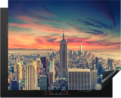 Produktbild von KitchenYeah© Herdabdeckplatte New York - Manhattan - Empire State Building , 65x52cm, Küche Deko, Glaskeramikkochfeld Herdabdeckung, Abdeckplatte fùr Kochfeld