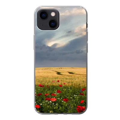 Produktbild von MuchoWow® Handyhülle Schutzhülle Hülle für iPhone 13 mini Blumen - Weizen - Wolken Silikon Softcase Handy Hülle - Softcase