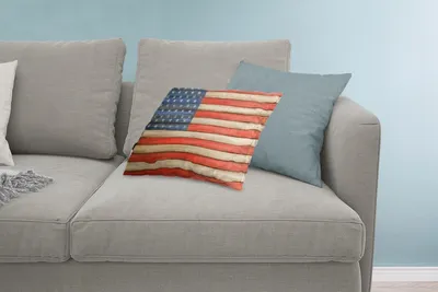 Produktbild von MuchoWow® Zierkissen Sofakissen Wohnzimmer Dekokissen 60x40 cm Flagge der Vereinigten Staaten auf einem Holzpfahl - Kopfkissen - Polster mit Foto