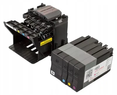 A printer ink cartridge set and print head assembly.