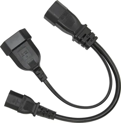 Zdjęcie produktu dla Przewód zasilający IEC320 C14 do IEC320 C13 i profesjonalny rozgałęźnik Y z wtyczką zasilającą 12,6 cala 10 A