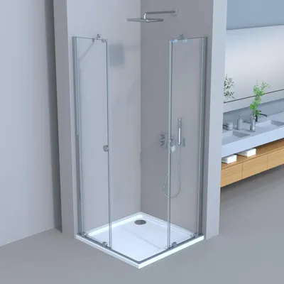 Produktbild von Movable Duschkabine Schiebetuer Nano Glas Eckeinstieg Duschabtrennung 75x75x185cm