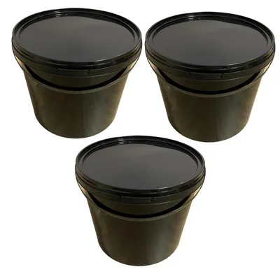 Produktbild von SILPLAST Eimer mit Deckel 5L x 3 Kunststoffeimer 5 Liter lebensmittelecht stapelbar Plastikeimer leer Schwarz