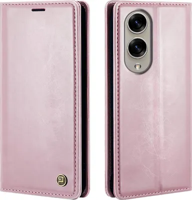 Produktbild von Handyhülle für Samsung Galaxy S25 Edge Kunstleder Flip Vintage Cover Hülle RFID Schutz Case Kartenfach Farbe: Rosa