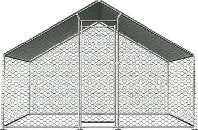 Imagen del producto de Corral para gallinas de 3x2x2 metros, con cerradura de seguridad y tela de polietileno impermeable. Corral metálico para gallinas