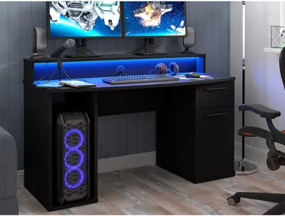 Obrázok produktu pre Stôl na PC s LED osvetlením FIEL - čierny