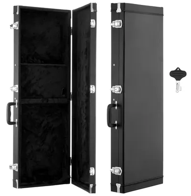Produktbild von VEVOR E-Gitarrenkoffer für 39-Zoll-ST/Tele-Gitarren 105 cm Harschalenkoffer, Gitarrenkoffer aus Holz mit Schloss, Polsterung, Zubehörfach und Schlüssel, Rechteckiger Hartschalen-Formkoffer Schwarz